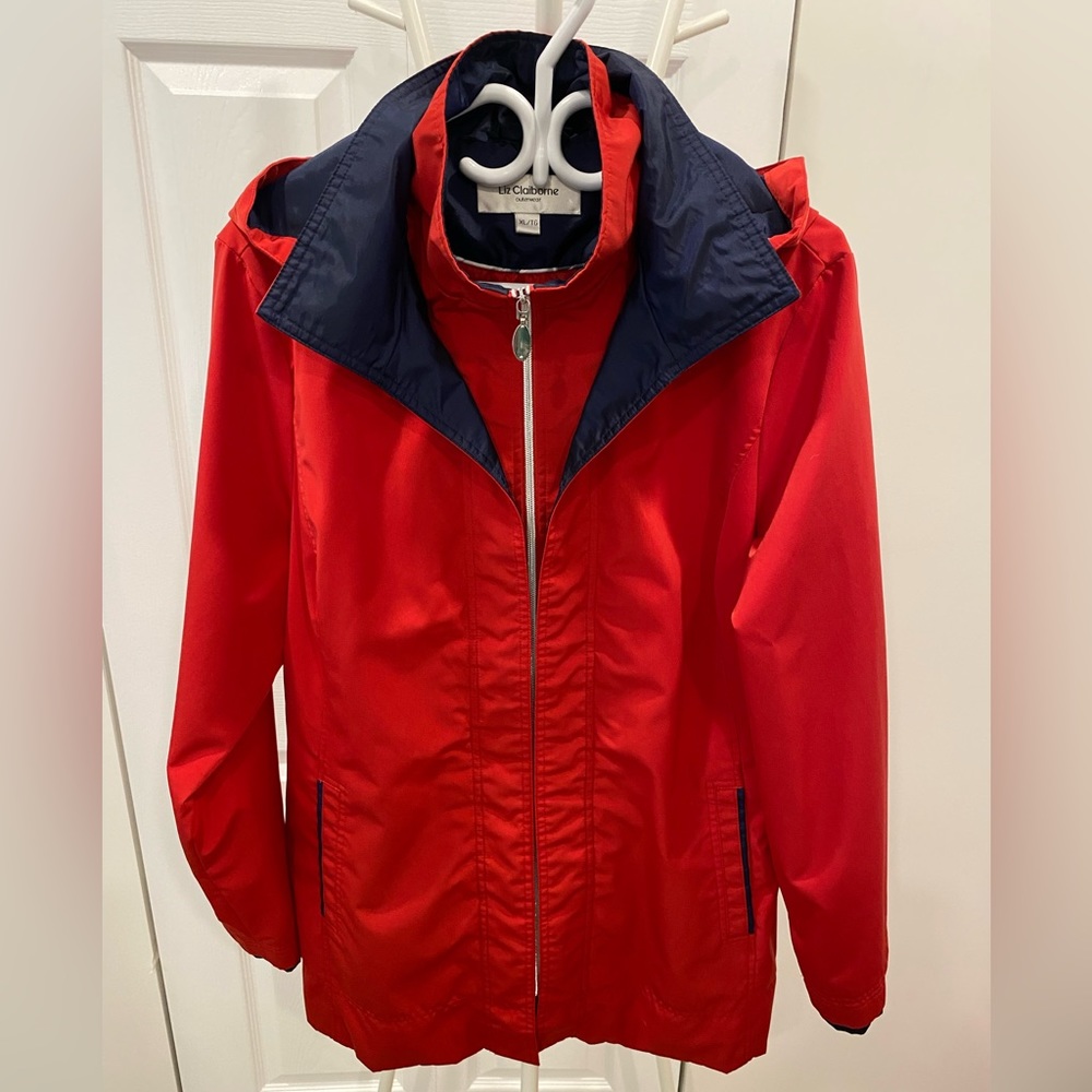 Liz Claiborne, red windbreaker type jacket